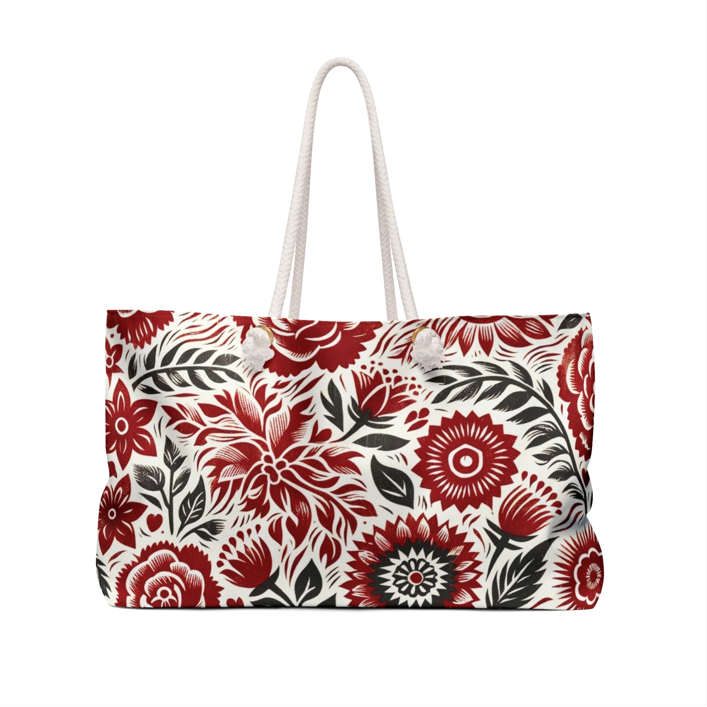 Crimson Floral Oversized Beach Bag